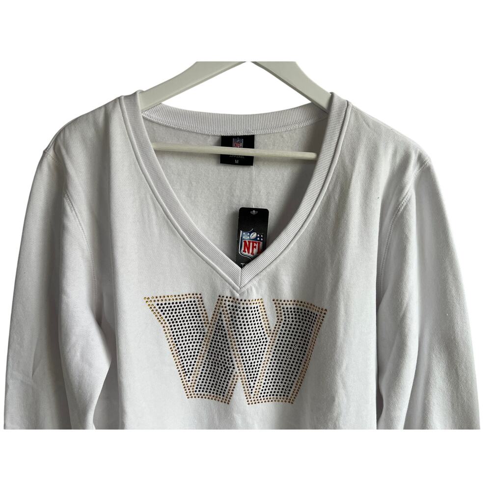 NFL Washington Commanders Womens Rhinestone Sweatshirt white Size Medium - Picture 5 of 13